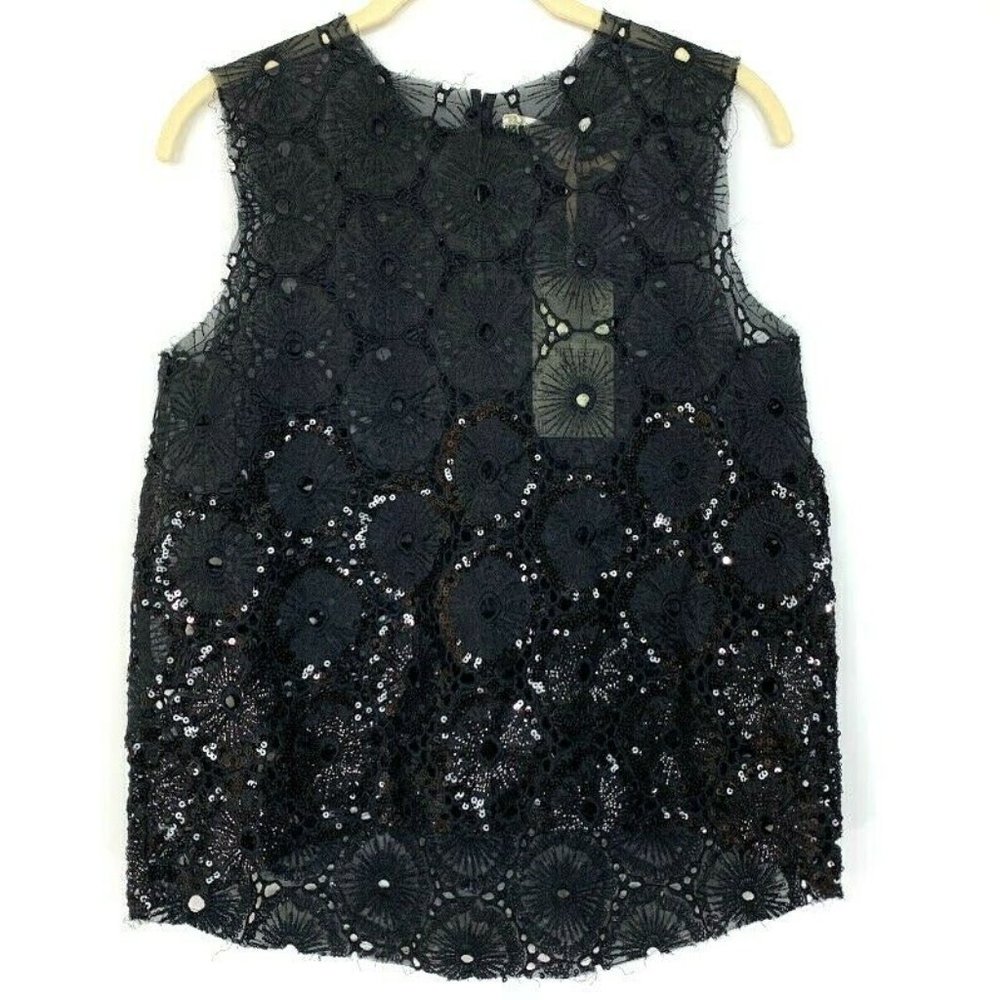 Chelsea & Violet Black Floral Lace Sequin Top‎